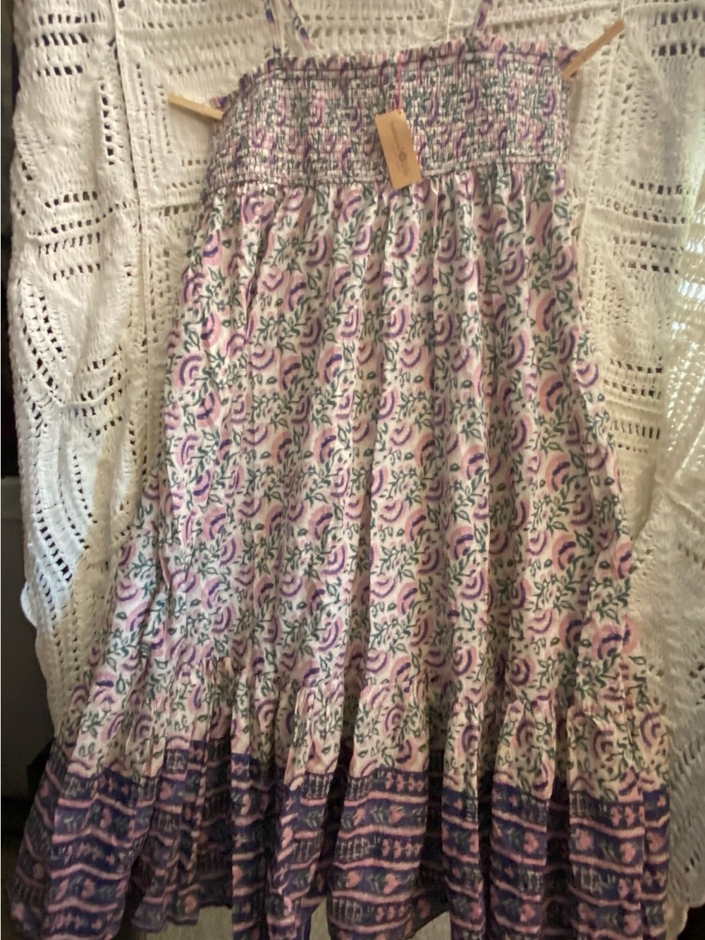 NATURAL LIFE Floral Maxi Skirt in White, Lavender, Green